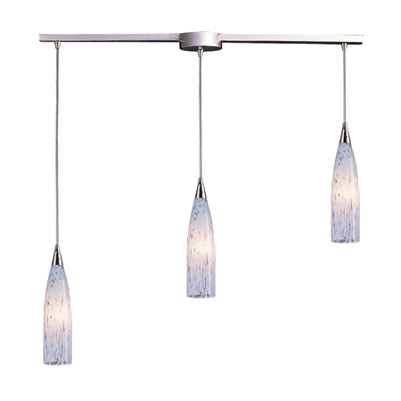 ELK LIGHTING Lungo 3-Lght Linear Pendant in Satin Nckl with Snow Wht Glass 501-3L-SW